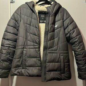 Gray Hollister midi Puffer jacket